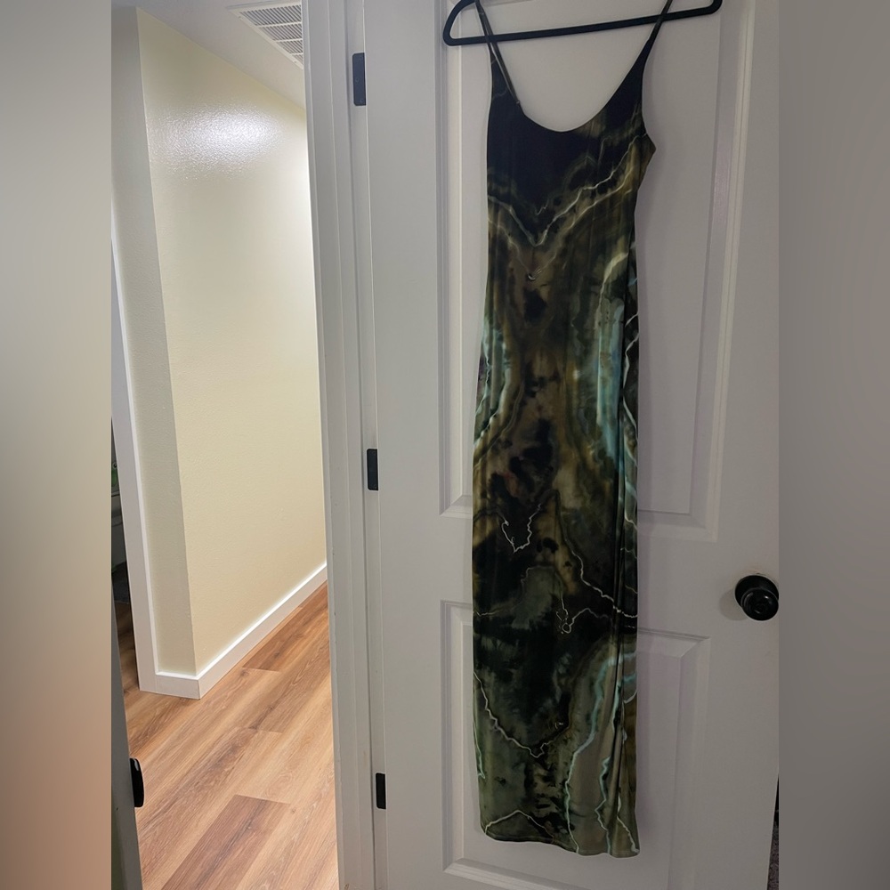 Form fitting hand dyed tie dye Maxi Dress